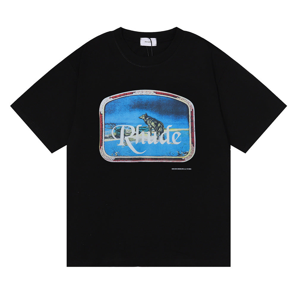 Rhude T-shirt Micro Label Letter Retro Printed Short Sleeve T-shirt