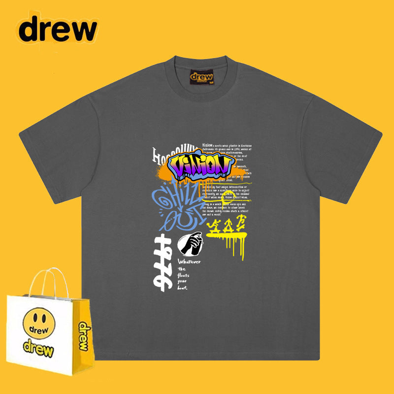 Drew T-shirts Short Sleeve Graffiti Printing