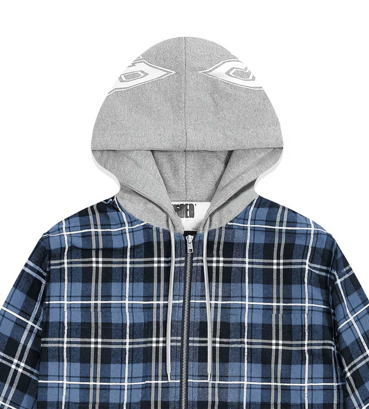 Sp5der Hooded Flannel Zip Up Blue