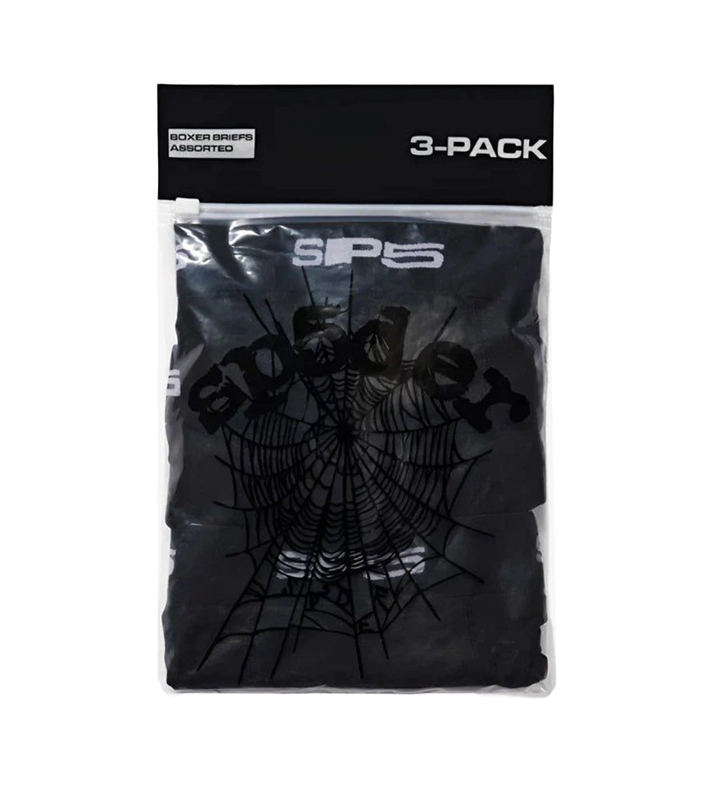 Sp5der Boxer Briefs 3 Pack Black