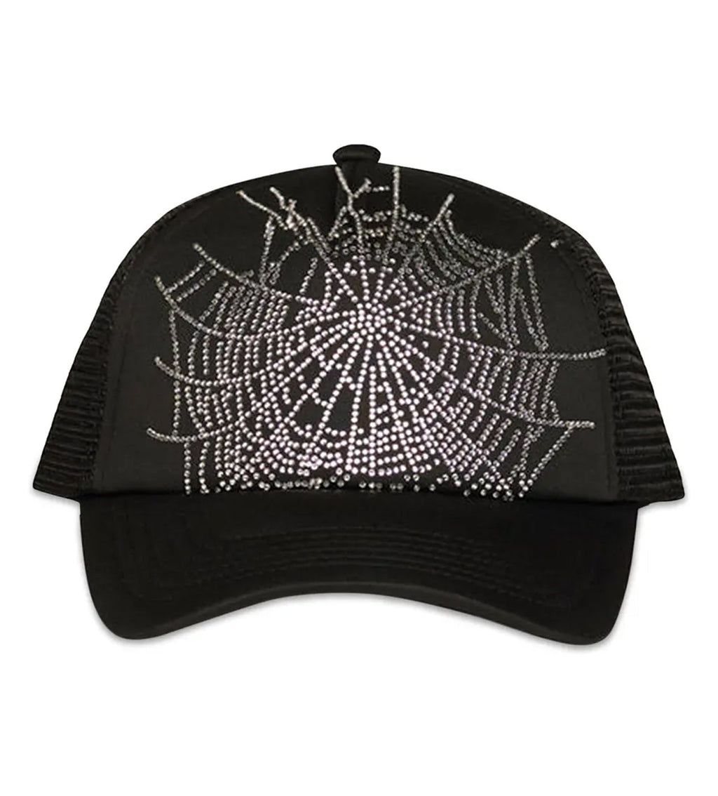 Sp5der Rhinestone Web Hat Black