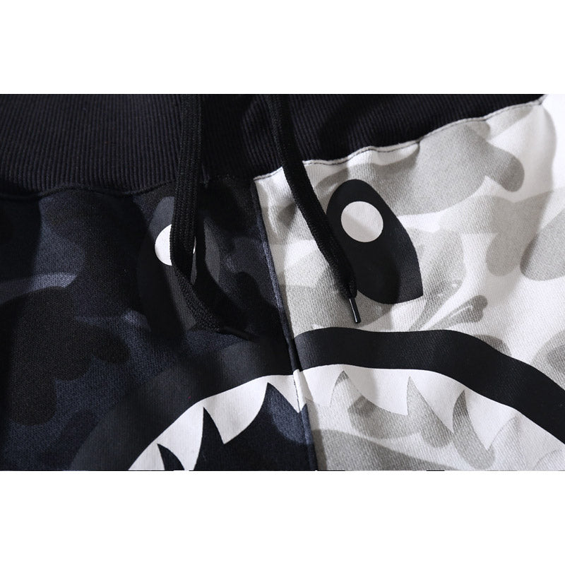 Bathing Ape Shorts Black and White Color Matching Cotton Terry Trendy Men's Shorts