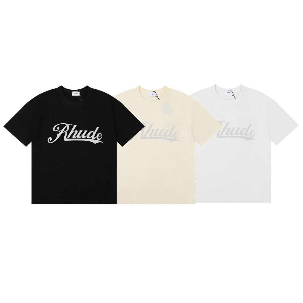 Rhude T-shirt Alphabet Coconut Racing Pattern Short Sleeve T-shirt