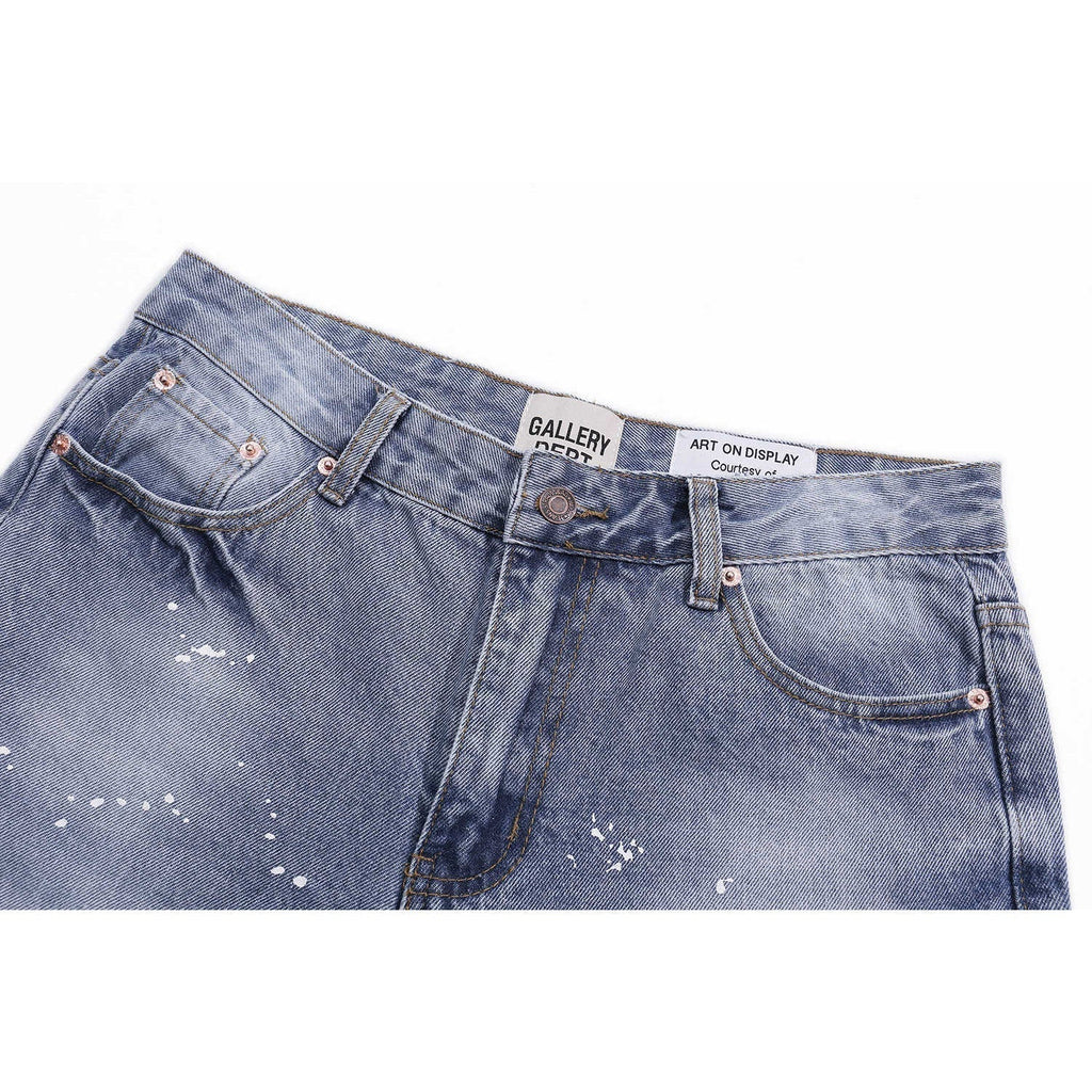 Gallery Dept Jeans with Artistic Ink Splatter and Distressed Flares
