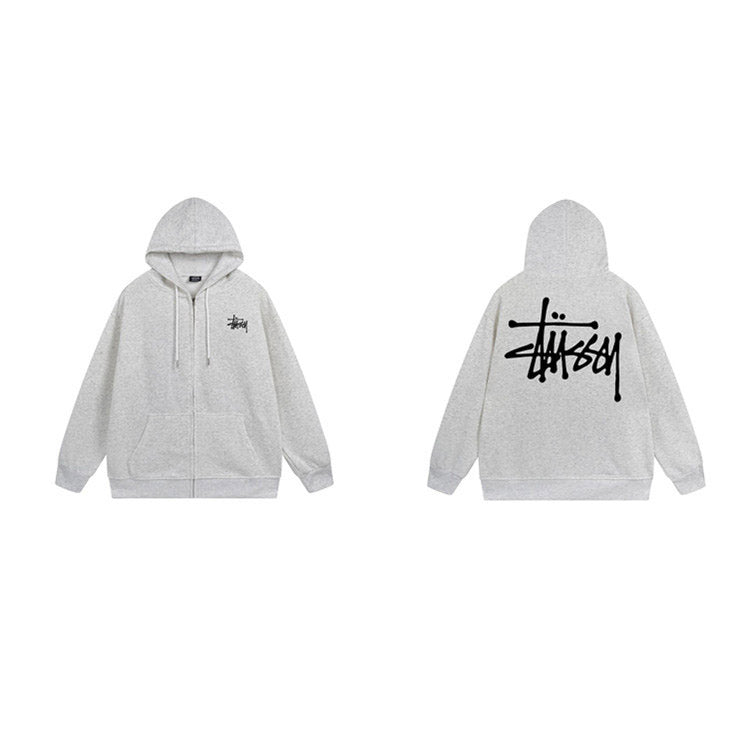 Stussy Hoodie Zip-Up Cardigan Fleece Hooded Sweater