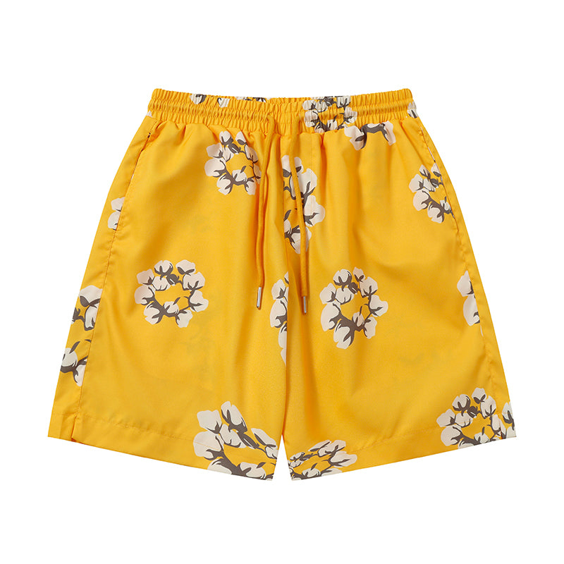Denim Tears Shorts Yellow flower woven
