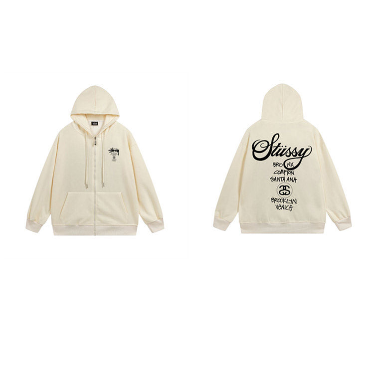 Stussy Hoodie Zip-Up Cardigan Fleece Hooded Sweater