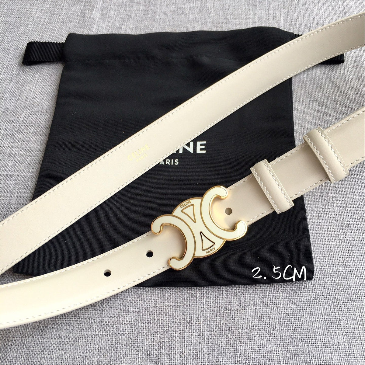 Authentic Celine Women‘s Leather Belt – Triomphe Buckle