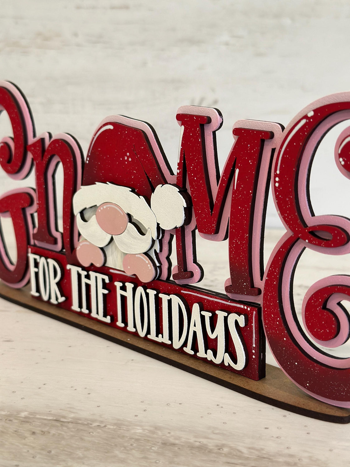 Gnome For The Holidays Shelf Sitter Standing Sign File SVG, Santa, Christmas, Mantle decor, Centerpiece, glowforge, LuckyHeartDesignsCo